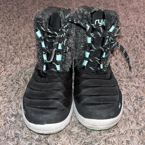 Ryka Addison Water-Repellent Lace-Up Sneaker Boots w/CSS Womens 6.5M Black Teal - Picture 4 of 9